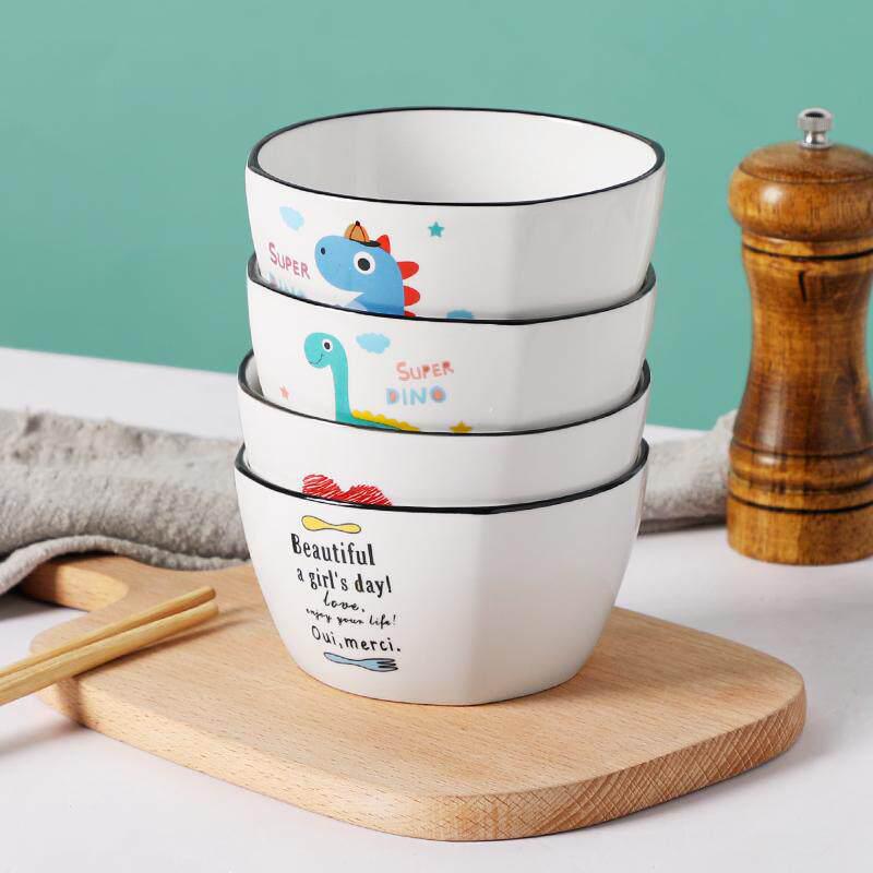 Cartoon Ceramic Rice and Soup Bowls - Creative Square Tableware Set