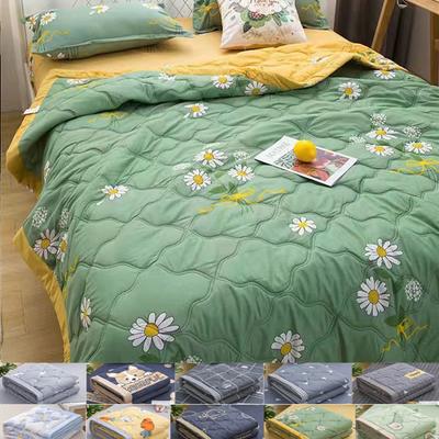 Plaid Summer Cool Quilt Washed Cotton Comfortable Lightweight Air Condition Thin Comforter Simple Feather Blanket for Adults Kid