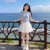 Girls' 2026 Korean Style Summer Outfit: Knit Polo Shirt & Tulip Skirt Set
