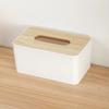 Tissue Box with Solid Wood Lid, Waterproof Design, Long Paper Opening Tissue Dispenser for Home Office