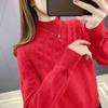 Women's Loose Half-High Neck Knit Sweater - Solid Color, Versatile Autumn/Winter Pullover