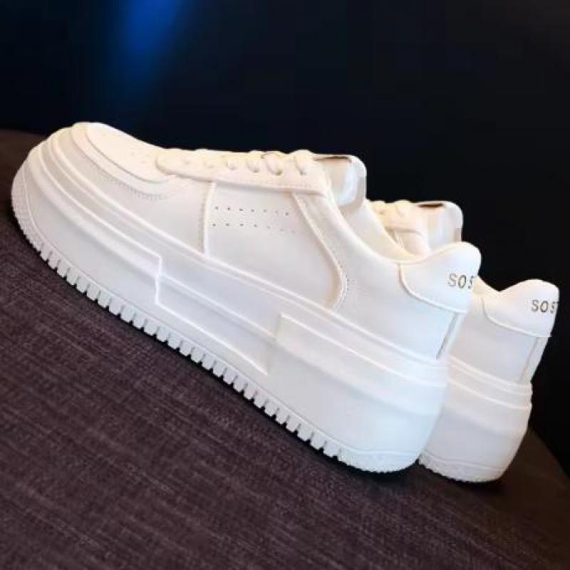 Spring Autumn White Shoes Woman Vulcanize Sneakers Breathable Leather Casual Shoes Flat Platform Shoes Thick Sole Ladies Shoe