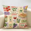 Food Fruits Desserts Puzzle Pattern Cushion Cover Natural Linen Organic Fabric Double-Sided Printing Breathable For Home Decor