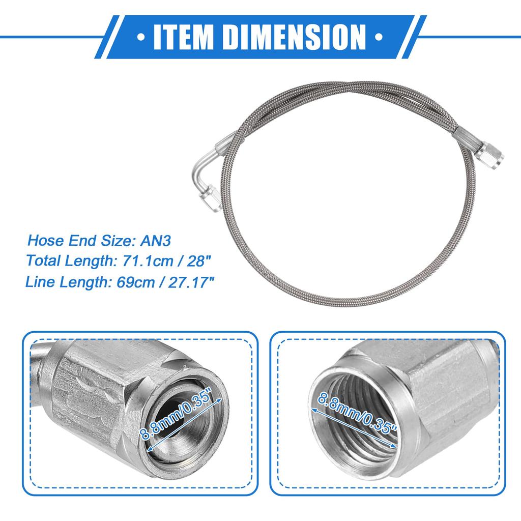 Linha de Reabastecimento Turbo de Aço Trançado ABSOPRO AN3 90 Graus-Reto
