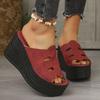 Summer New Slope Heel Thick Bottom Hollow Out Women's Slippers Fashion Versatile Women's High Heels Slippers Casual Slippers