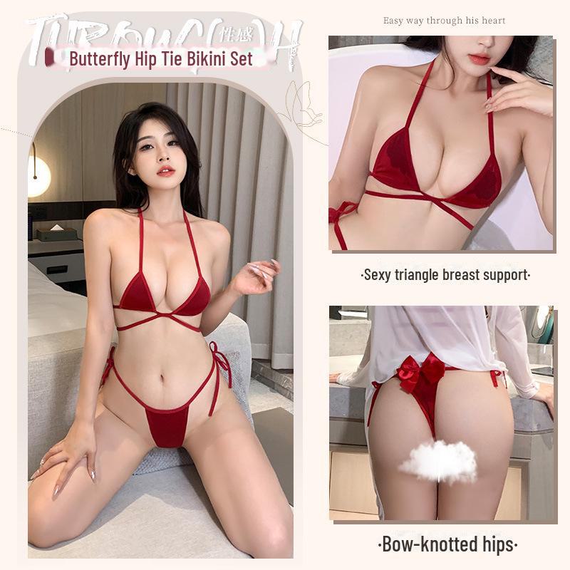 Feimu Schmetterling Hüftband Bikini Set - Sexy Sommer Dessous mit Oberhemd