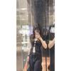 Song Jung-eun black polka dot fake two-piece lace front shoulder short-sleeved T-shirt women's summer Korean slim-fit design top