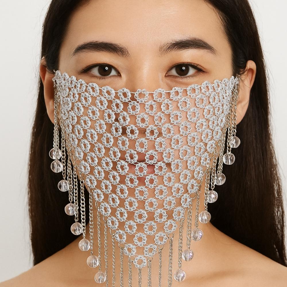 Fishing Net Face Cover Bling Masquerade Mask Delicate Rhinestone Mask Wedding