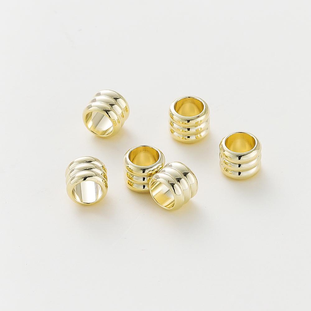 20 30 50pcs/lot 14K 18K Gold Plated Cylinder Charm Metal Beads Loose Spacer Beads For Bracelet DIY Jewelry Making Accessories