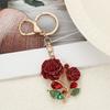 Bling Rose Keychain for Women Rhinestone Flower Keyring Accessory Sparkling Bag Charm for Purse