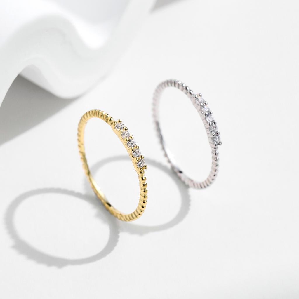 MODIAN Sparkling Moissanite Eternity Band Ring 925 Silver Stackable Popular Finger Rings For Women Party Jewelry