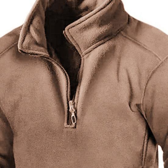 Men Autumn Winter Solid Color Sweatshirt Stand Collar Zipper Half Placket Pullover Long Sleeve Windproof Warm Outdoor Hunting Tops