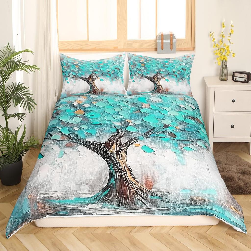 Tree of Life Bedding Set King Size Botanical Bedding Duvet Cover Natural Plant Comforter Cover Colorful Polyester Quilt Cover