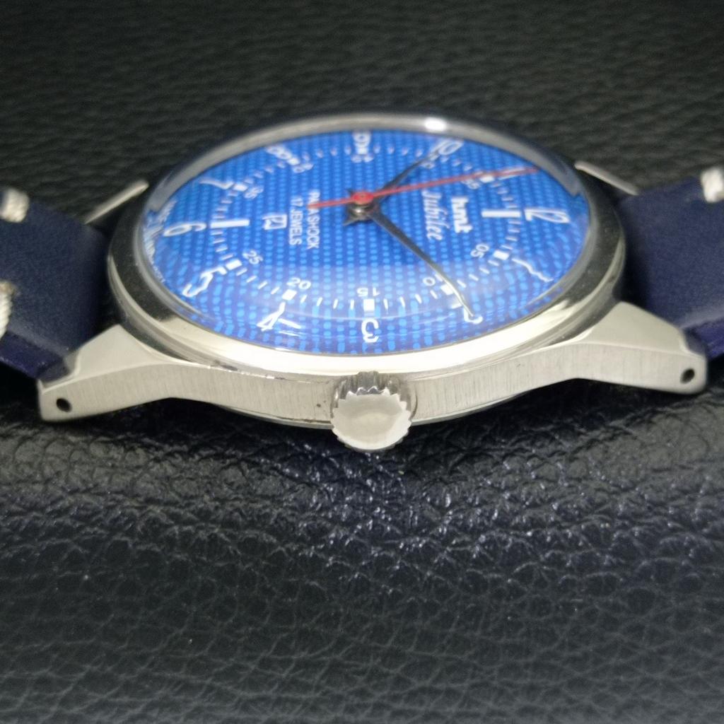 VINTAGE HMT JUBILEE MECHANICKÉ NÁRAMKOVÉ HODINKY INDICKÉ PÁNSKÉ MODRÝ CIFERNÍK a700123-5 R201-a700123