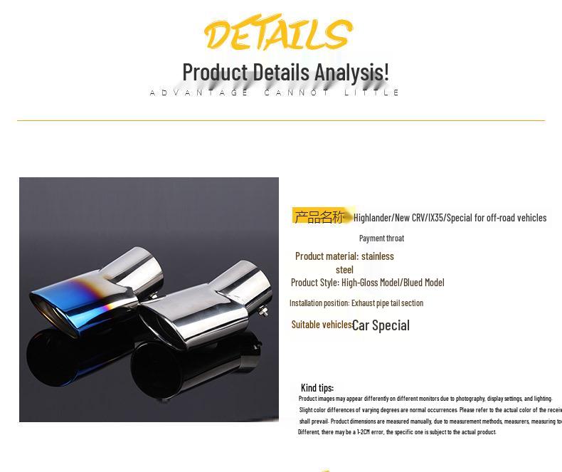 Universal Tailpipe Muffler for CRV, Range Rover, IX35 - High-Demand Model