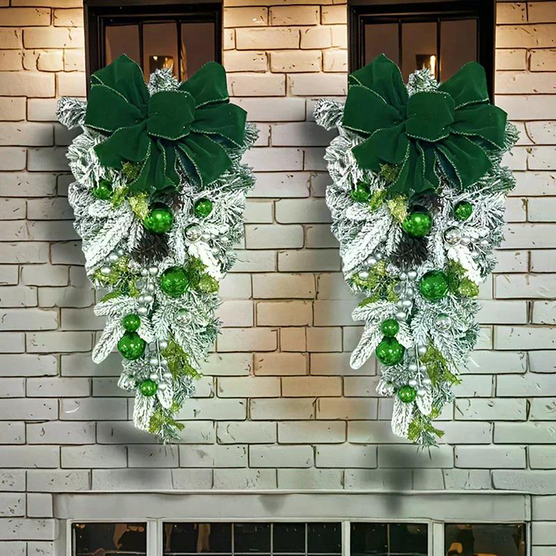 45CM Festive Christmas Wreath Pendant Available with/without Light for Home, Door, Window, and Stairs Party Decor