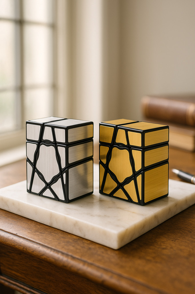 Yj Speed 1x3x3 Mirror Magic Cube Five -Star Puzzle Silver /Gold Game Learning Educational Toys For C