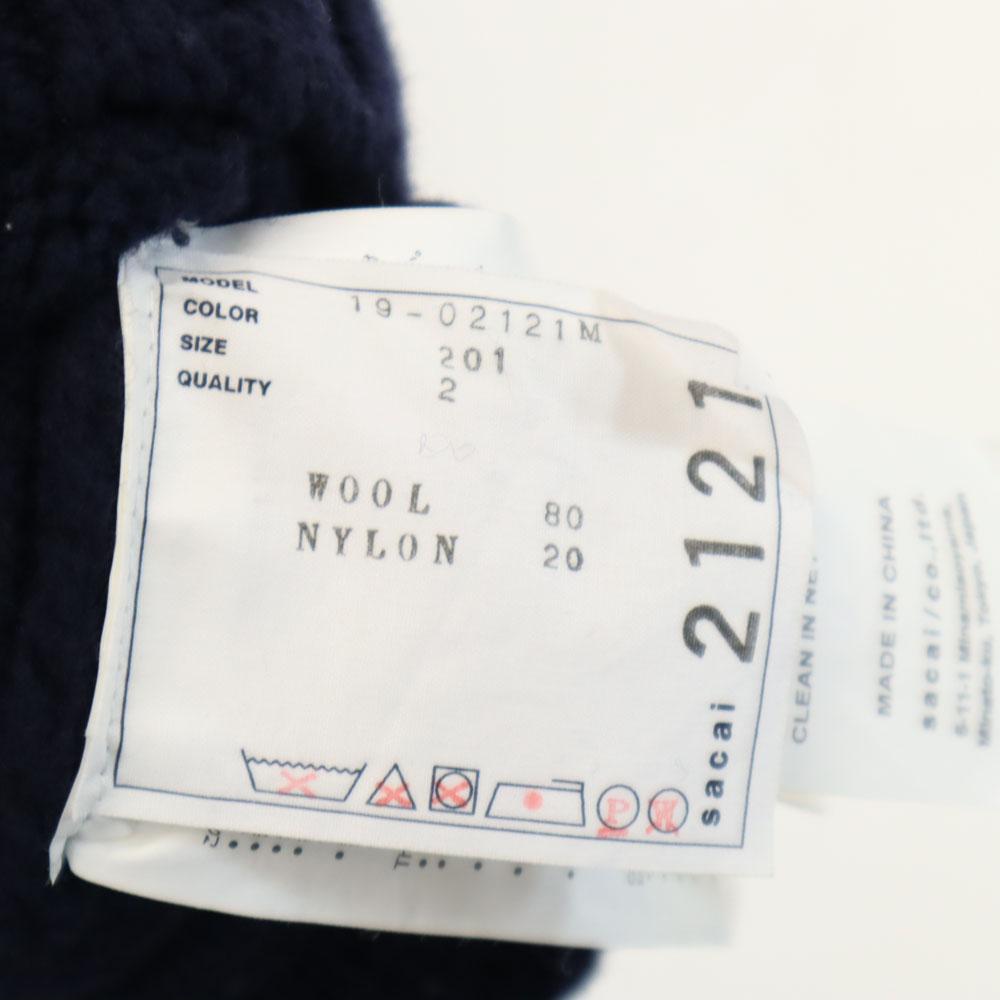 Sacai wool blend Long sleeve Low Gauge Mock Neck sweater 201 Navy Men's Used