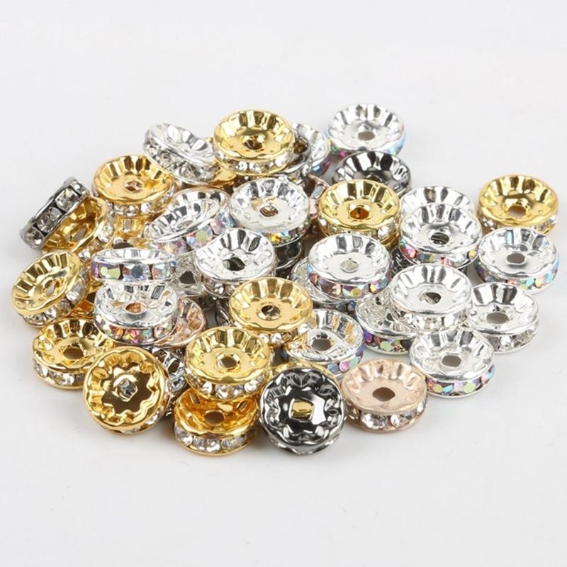 8mm Rhinestones Spacer Beads Rondelle Loose Beads Crystal Bead Spacer for Bracelets and Necklaces In Jewelry Crafts