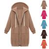 Sudadera con capucha y cremallera informal para mujer, túnica larga, sudadera de invierno a prueba de viento, chaqueta con capucha y cordón, ropa de abrigo con bolsillos