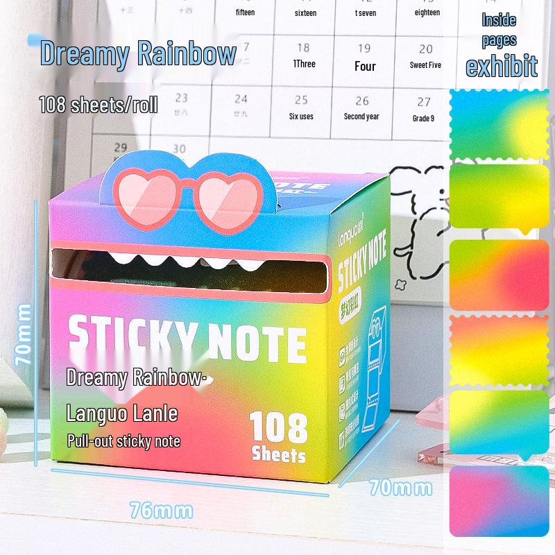 Blue Pearlescent Gradient Sticky Notes - Tearable Transparent Student Memo Stickers