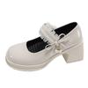 Schwarze Retro-Damen-JK-Lederschuhe mit dickem Absatz im britischen Stil, 2025 neu, Sommerrock-Höhenschuhe Mary Janes