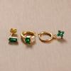 3PCS Exquisite Green CZ Zircon Water Drop Gold Color Earrings Set for Women Dainty Stackable Piercing Earring Luxury Jewelry
