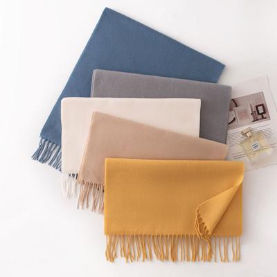 Cashmere Feel Solid Color Scarf for Women Imitation Cashmere Autumn and Winter Atmosphere Korean Style Versatile Mid Length Shawl Scarf