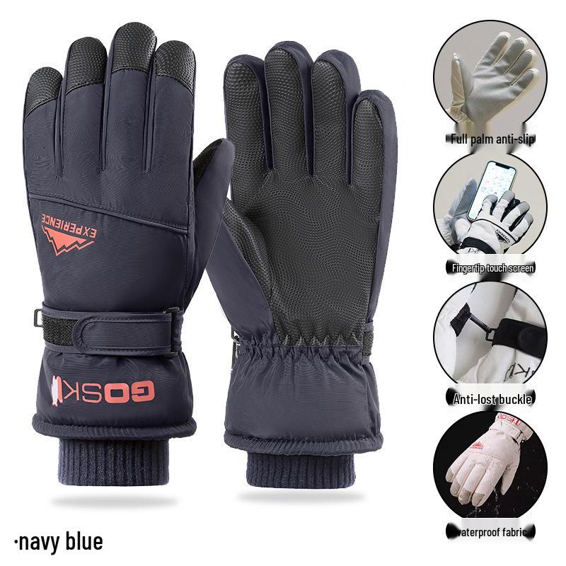 Guanti da sci invernali unisex: Foderato in Velluto, Touchscreen, Antivento e Antifreddo per Sport all'Aperto