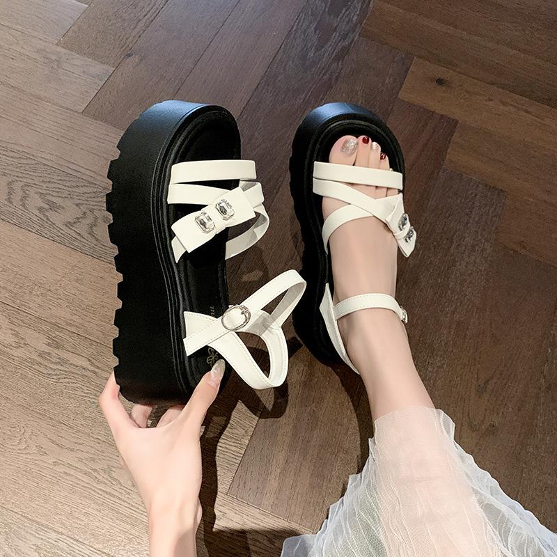2025 Korean Version Outer Wear Small Thick-soled Heightening Sandals Summer New Fashion Versatile Women's Shoes Beach Sandals Women