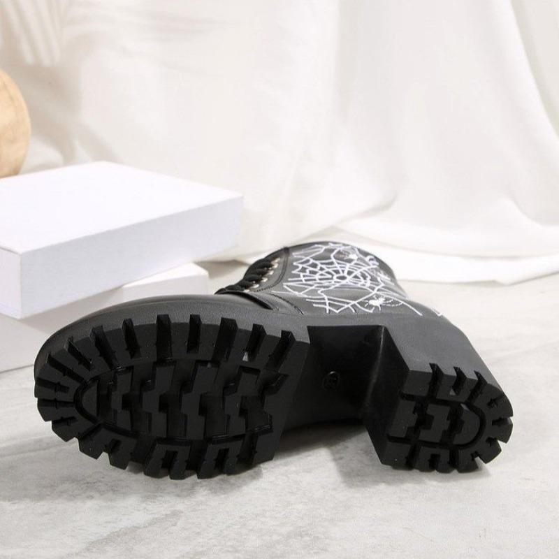 High-heeled, Fashionable Lace-up, New Retro Short Boots for Women, Thick-heeled and Plus-size Women's Shoes