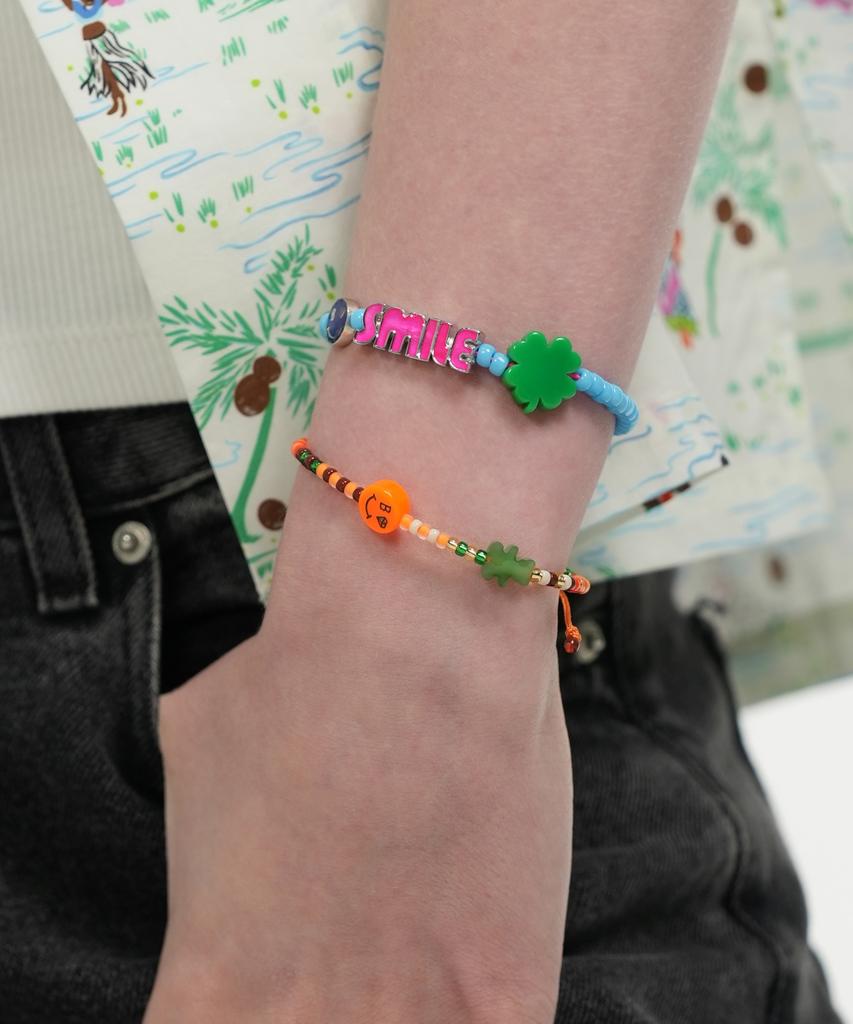 Bonbeau Kitsch Motives Charm Beads Knot Bracelet Kitsch Smile Teddy Bear Charm Beads Thread Bracelet Knot Bracelet