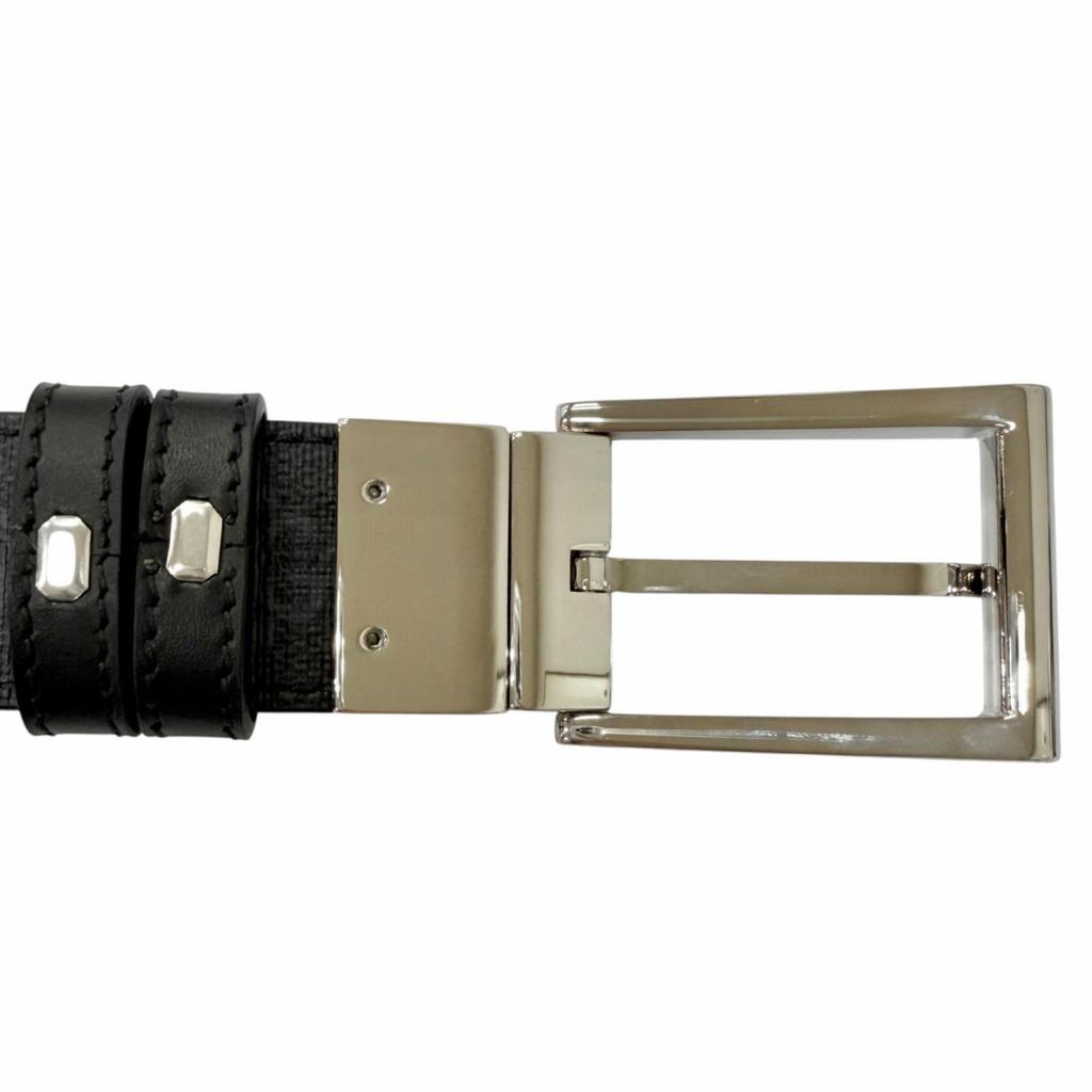 Pristine GUCCI Belt Reversible with Square Buckle Black Leather Mens 771105 Used