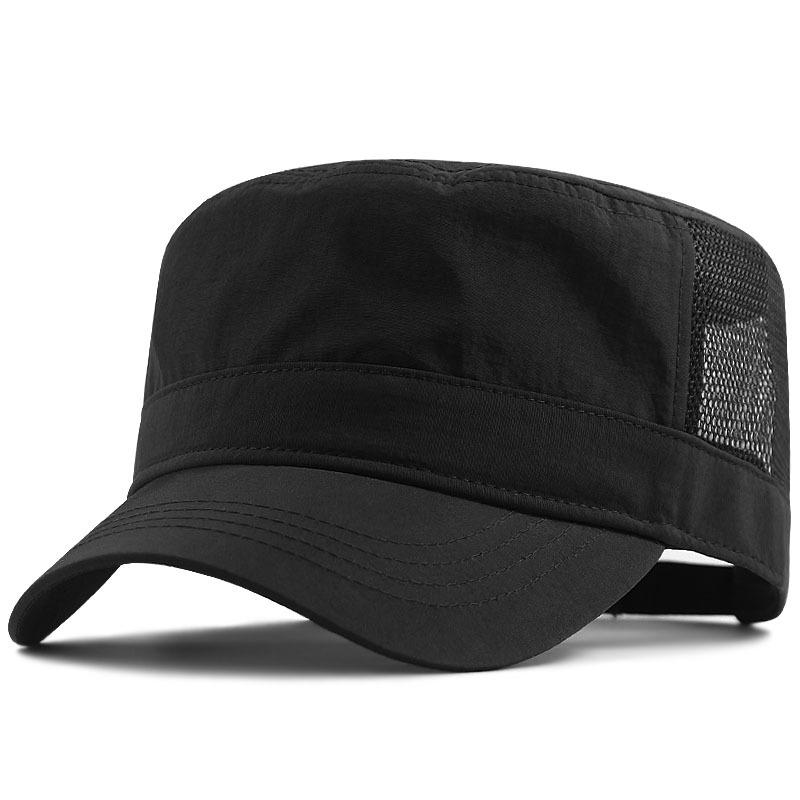Hat Men's Summer Grid Large Flat Top Hat Men's Hat Big Head Large Quick Drying Shade Cap