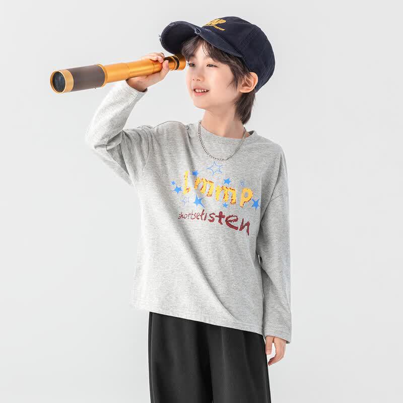 Boys' Star Print Cotton Long-Sleeve T-Shirt
