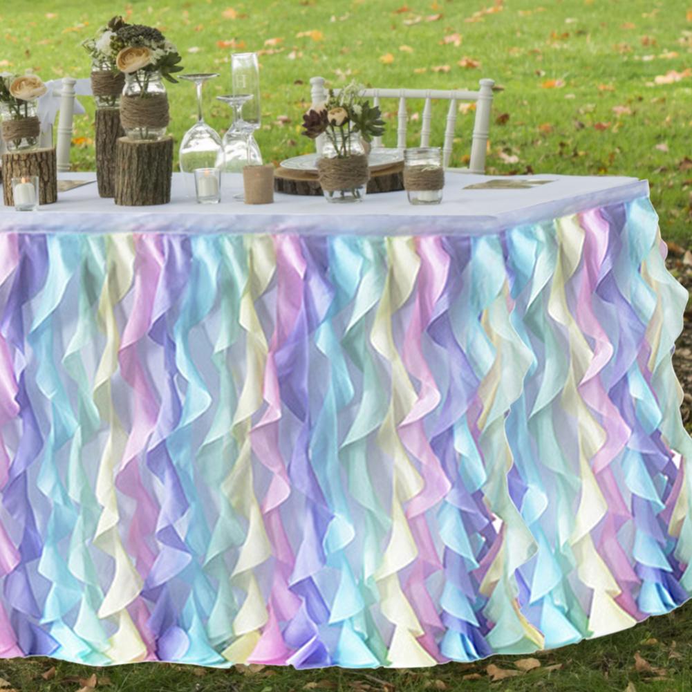 6FT Wedding Party Tutu Tulle Table Skirt Cover Tableware Cloth Baby Shower Party Home Decor Table Skirting Birthday Party