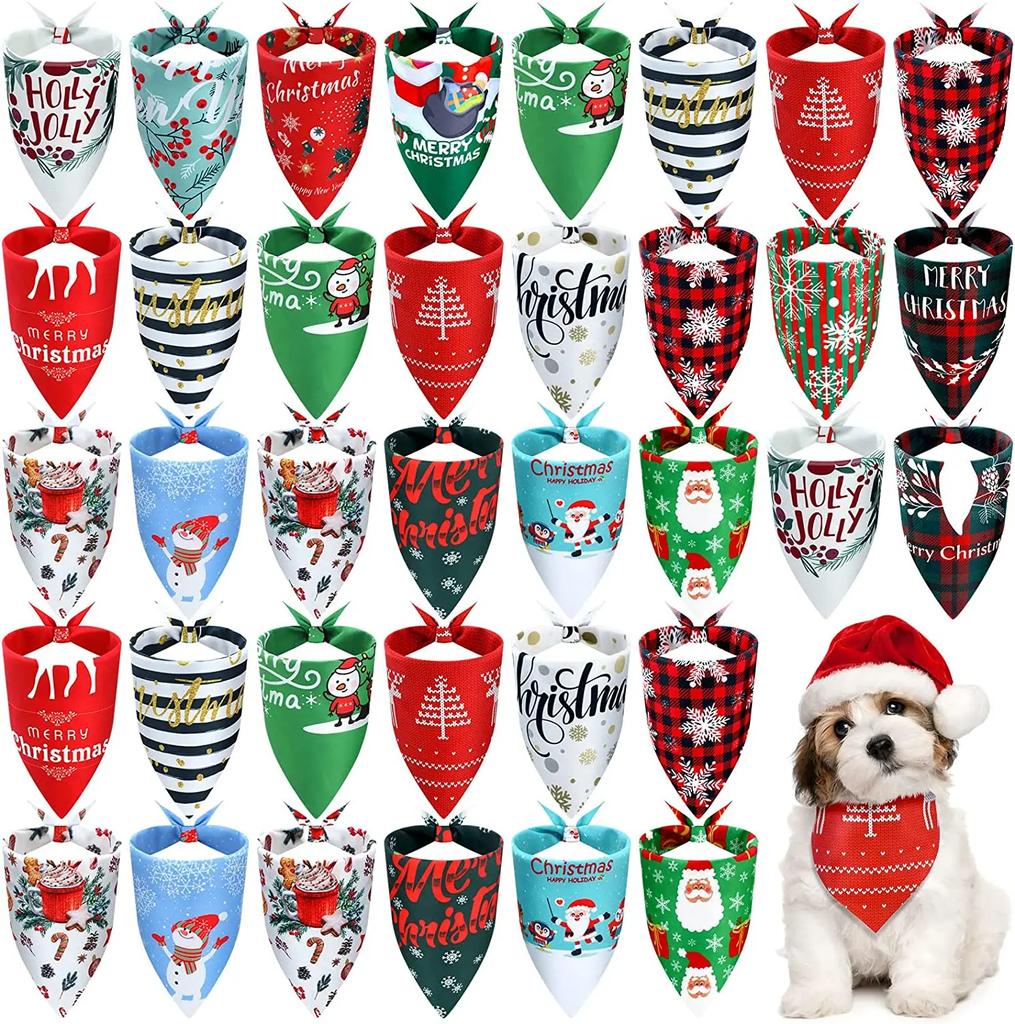 20 Pcs Pet Bandanas Triangle Scarfs for Dogs Christmas Thanksgiving Halloween Holiday Accessories for Cats And Dogs