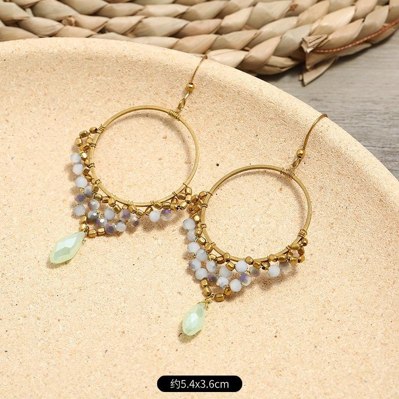 Bohemian Earrings Hand-woven Retro Vacation Versatile Temperament Earrings Women's Long Earrings