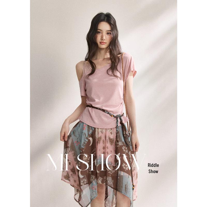 Women s Off-Shoulder Lace Trim Cropped Top S