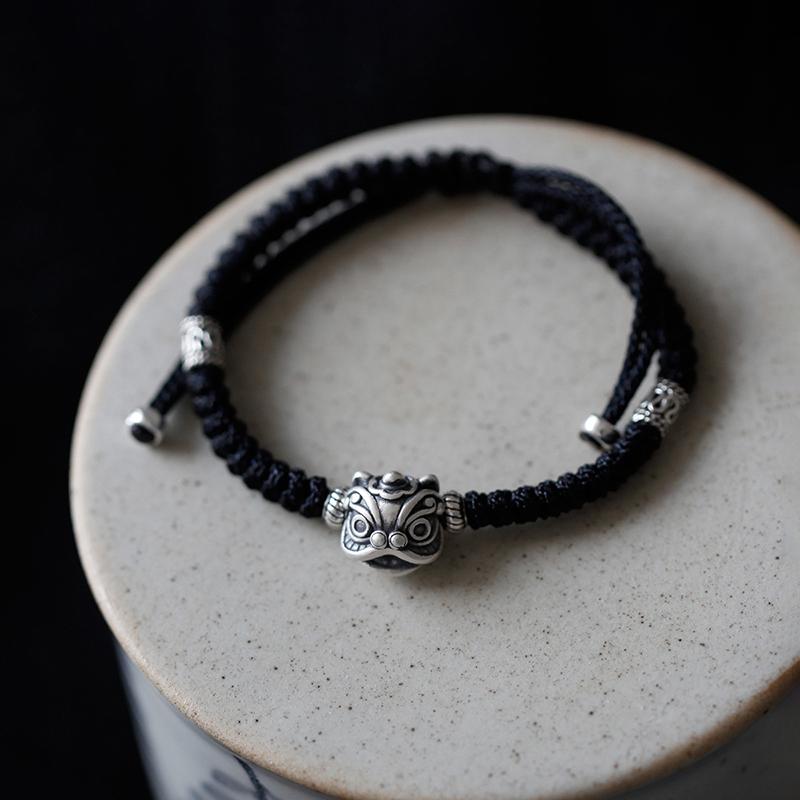 

Браслет на удачу из красной нити, простой винтажный браслет-амулет, регулируемый браслет с пробуждающимся львом для пары, женский ювелирный подарок