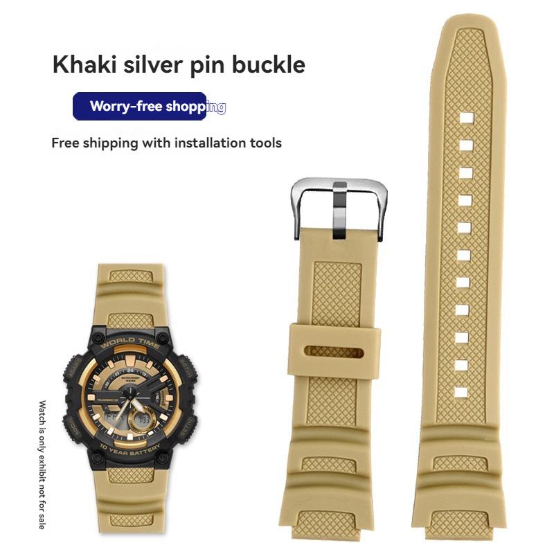 W218H Resin Silicone Band for Casio AE-1200 AE-1100 SGW-300 SGW-400 MRW200 Watch, Replacement Strap Sport Wristband