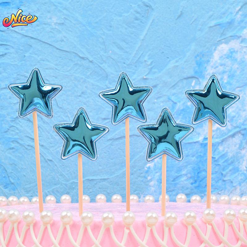 5Pcs/Lot Cake Topper Creative For Baby Shower Birthday Party Wedding Celebration Cake Decoration Star Heart Cupcake Insert
