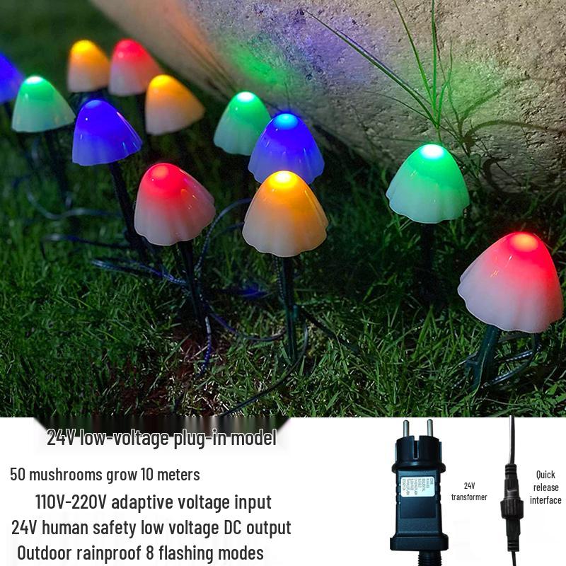 Waterproof Solar Mushroom String Lights for Outdoor Courtyard & Garden Decoration