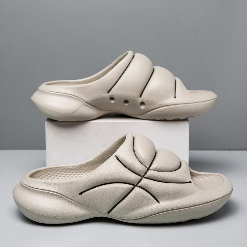 

Летние Новые Мужские Пляжные Шлепанцы Баскетбольного Стиля Мужские Женские Шлепанцы Уличные Сандалии Пляжная Мужская Спортивная Обувь Толстая Мягкая Подошва Слайды 45 хаки