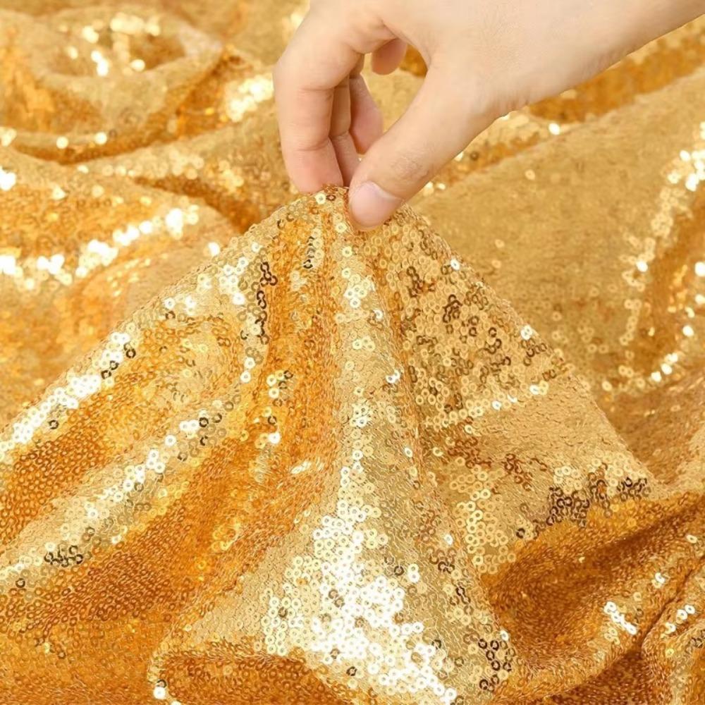Polyester Sequin Tablecloth Solid Color Glitter Tablecloth Sparkling Table Cover  Wedding Birthday