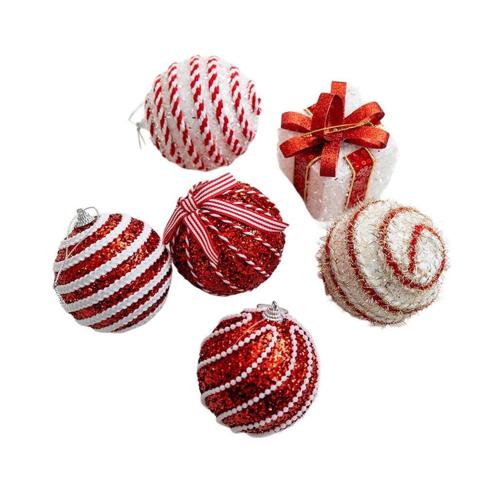 Christmas Tree Ornaments Holiday Decoration Red And White Balls
