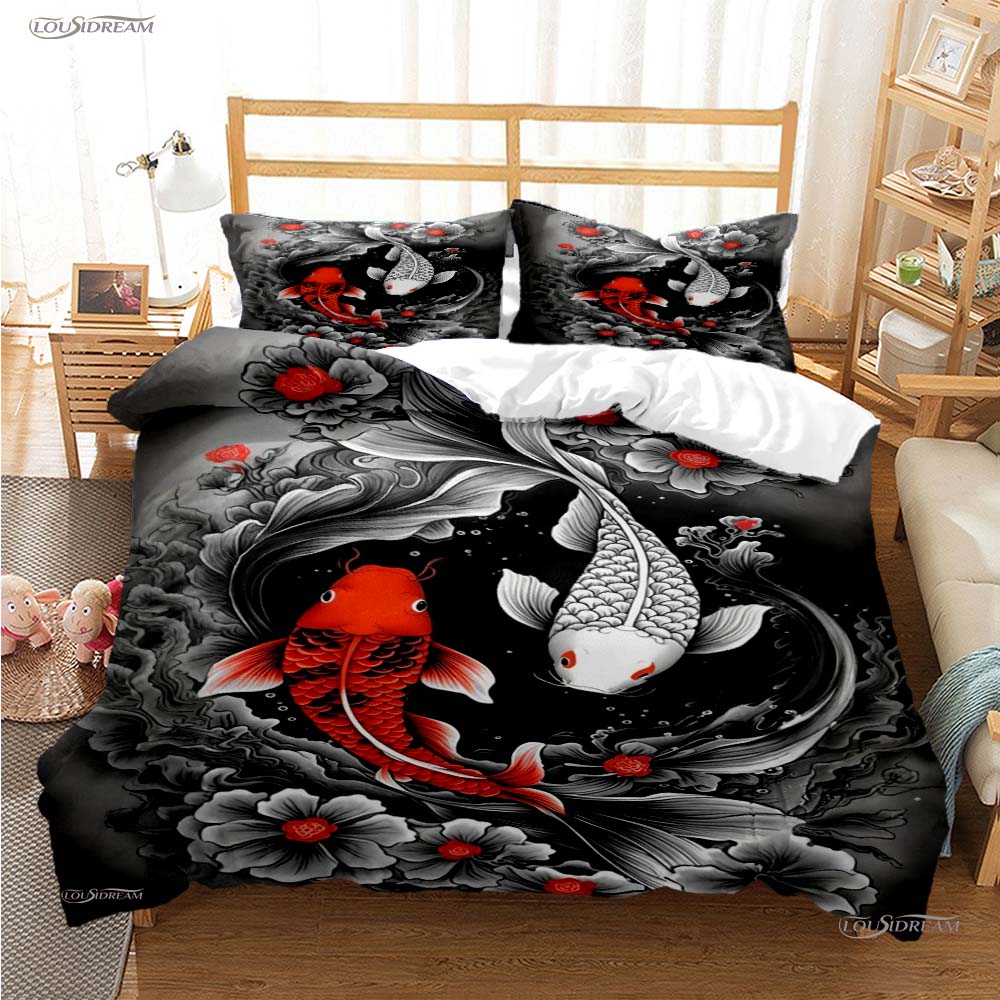 Comforter Yin Yang Koi Fish Casal All Season Duvet Luxury Bedding Set Soft And S Teen Single/Double/Queen/King