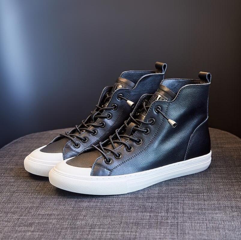 

Мода 2024 года Высококачественная обувь из коровьей кожи Женская обувь Повседневные кроссовки Трендовые ботинки на плоской подошве Модные туфли Черные, белые, красные ботинки 40 чёрный