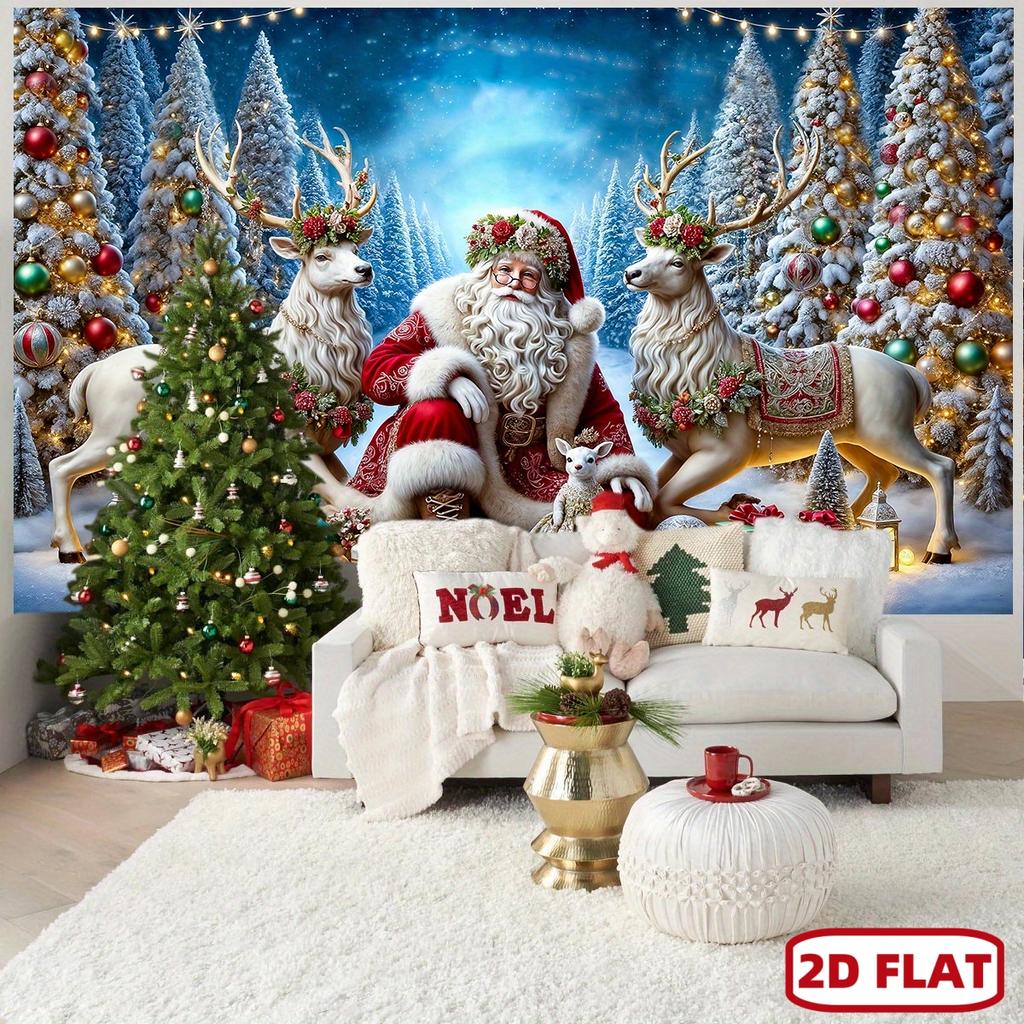1Pcs Dienalls Luxurious Santa Decoration Background Winter Backdrop Decorations For Photo Studio Photo Booth Christams Party