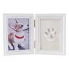 Pet Paw Print Clay and Photo Frame - Solid Wood Two-Fold Keepsake Ornament